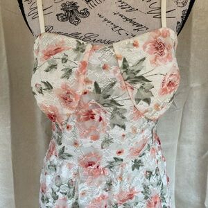 No Boundaries Cream and Pink Lace Dress